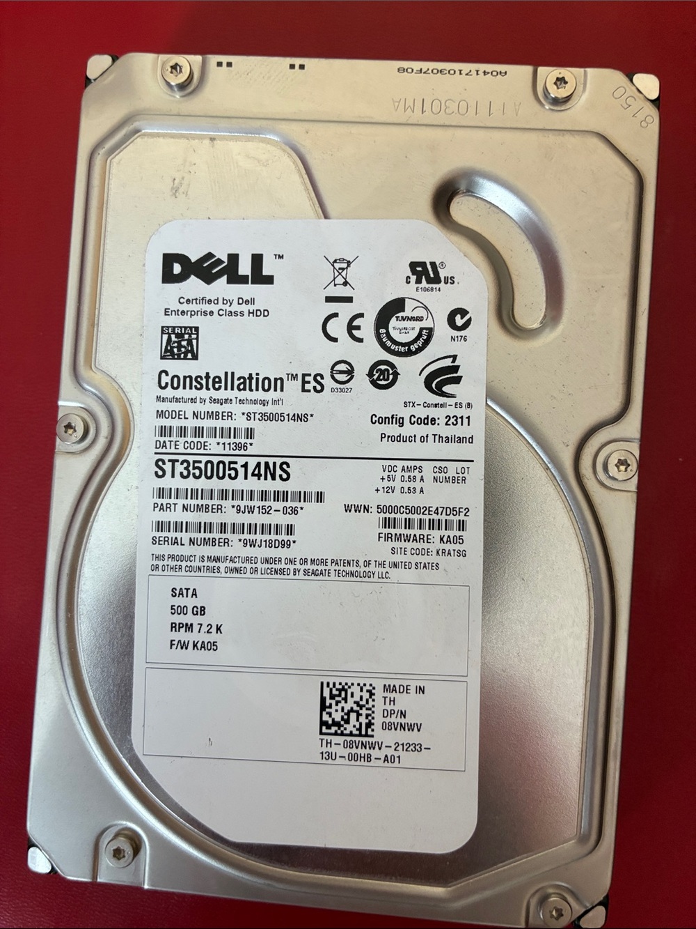 Dell Silver 3.5" SATA Internal Hard Drive 500GB